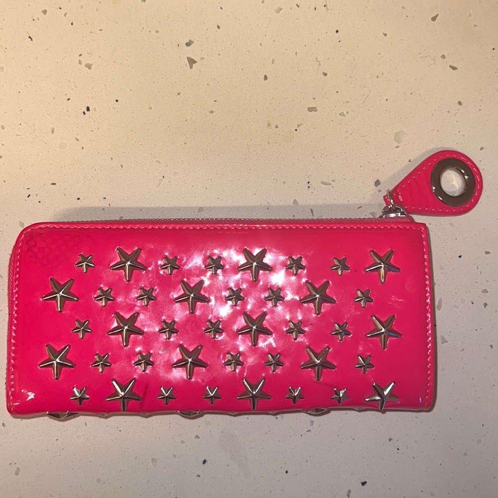 Hot pink patent leather star authentic Jimmy Choo wallet